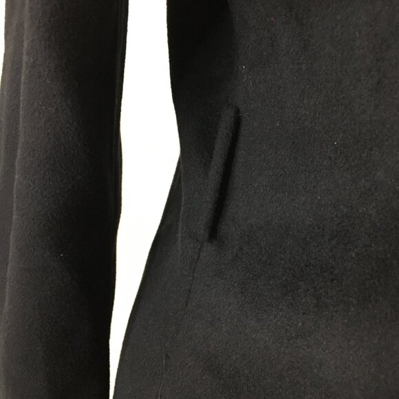 T TAHARI Black Hand Made Wool Blend Large Lapel/Collar Open Front Coat Jacket - Picture 10 of 10